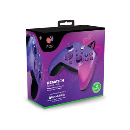PDP Rematch Enhanced Wired Gaming Controller for Xbox Series X|S & Xbox One - color: Purple Fade, style: Controller