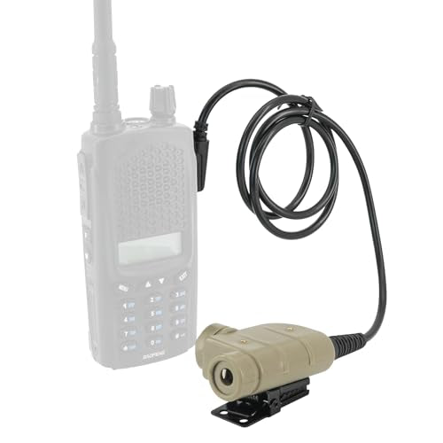 U94 PTT 2pin，Push to Talk for UV5R etc. with Civilian Version，Airsoft Tactical Headset(Tan)