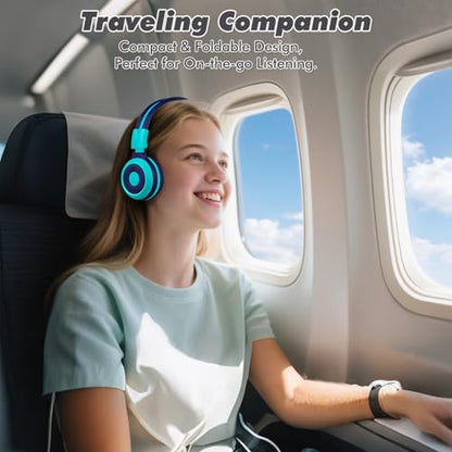 SIMOLIO 2 Pack Wireless Kids Headphones with Share Port, HD Mic for School - color: Mint+Barbie Pink