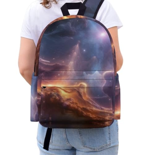 Travel Backpack for Women Men Carry On Backpack Coffee Collection Laptop Bag Lightweight Casual Daypack - color: Colorful Space