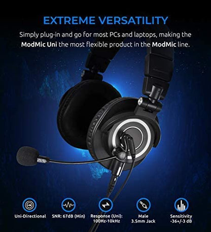 Antlion Audio ModMic USB Attachable Noise-Cancelling Microphone with Mute Switch Compatible with Mac, Windows PC, PlayStation 4, and More