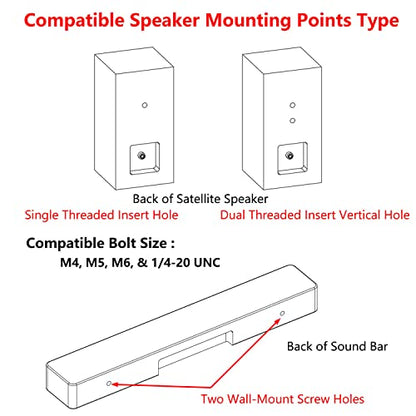 Satellite Speaker Mount, Compatible with Vizio, Sony, Klipsch, Panasonic, Samsung, and More, Fits Up to 9lbs, Black Powdercoated Steel, 15 Minute Install