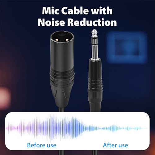 XLR to 1/4 Cable, XLR Male to 6.35mm TRS Quarter Inch, 10 FT | Balanced Mic Cable to 1/4 Inch Male, Oxygen-Free Copper, Nickel-Plated Connector w/ PVC Jacket – for Speaker Amplifier