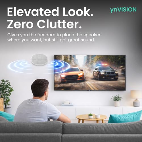 ynVISION.DESIGN Wall Mount for Sonos ERA 300 Speaker, 1 Mount, White | Tilt 18° and Swivel ±21°, cable management, hardware included for concrete, brick, or wood stud install, easy assembly - style: White - Single