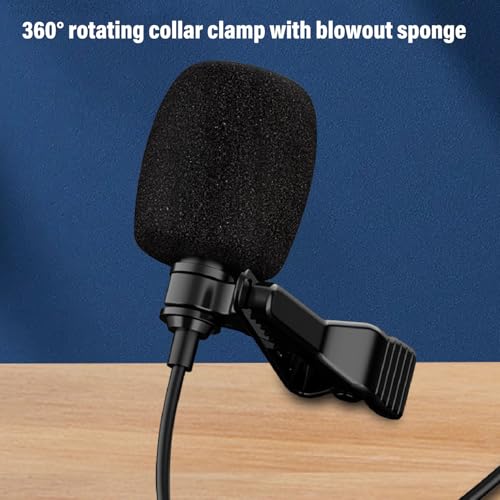 USB C Lavalier Microphone, Noise Cancelling Condenser Mic with Plug & Play, Clip On Lapel Mic for Computer & Smartphone, for Streaming, Gaming, Online Class, Recording