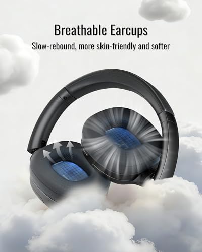 Hybrid Active Noise Cancelling Headphones, Wireless Over Ear Bluetooth | 50H Long ANC Playtime, Rotatable and Foldable, HiFi Audio Deep Bass, Customized EQ via APP, Transparency Mode - color: Matte Black