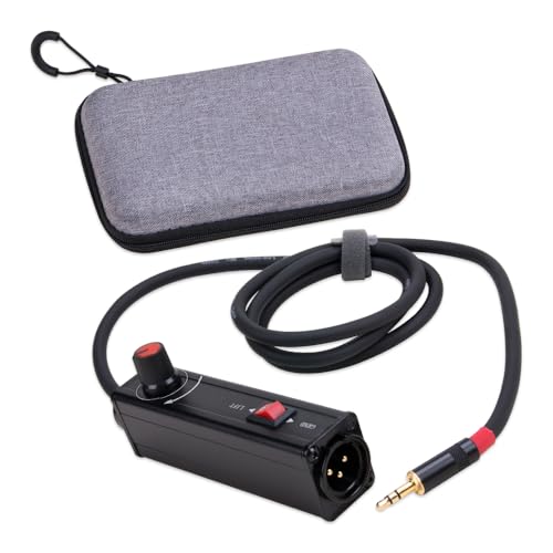 AUX to XLR Isolation Box for Laptops Computer to Audio Solution | with Volume Controller,1M Cable,Ground Loop Noise Filter 3.5mm,Signal Uonversion Unbalanced 3.5mm TRS to Balanced 3pin XLR