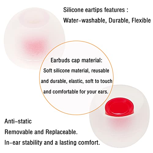 18 Pairs Silicone Earbud Tips Replacement Ear Tips for in- Ear Headphones Eartips (Inner Hole from 3.8mm-5.5mm Earphones) Earbud Replacement Tips Earbud Cap S M L - color: Transparent red