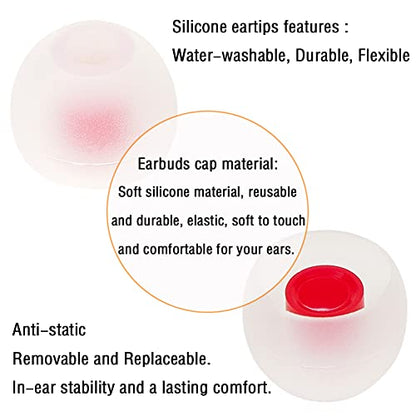 18 Pairs Silicone Earbud Tips Replacement Ear Tips for in- Ear Headphones Eartips (Inner Hole from 3.8mm-5.5mm Earphones) Earbud Replacement Tips Earbud Cap S M L - color: Transparent red