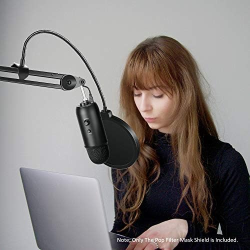 Neewer Professional Microphone Pop Filter Shield Compatible with Blue Yeti and Any Other Microphone, Dual Layered Wind Pop Screen With A Flexible 360 Degree Gooseneck Clip Stabilizing Arm | Compatible with Blue Yeti and Other Mic, Dual Layered Wind Pop Sc