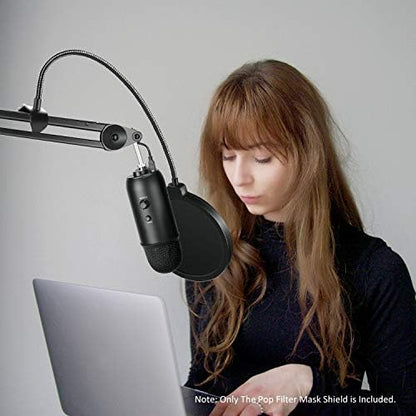Neewer Professional Microphone Pop Filter Shield Compatible with Blue Yeti and Any Other Microphone, Dual Layered Wind Pop Screen With A Flexible 360 Degree Gooseneck Clip Stabilizing Arm | Compatible with Blue Yeti and Other Mic, Dual Layered Wind Pop Sc
