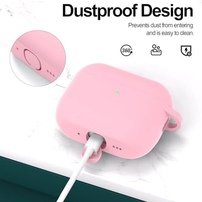 for AirPods Pro 3 Case Cover, Protective Soft Silicone with Keychain Cleaning Pen for Women Men for Apple AirPods Pro 3rd Generation Case(2025), Front LED Visible, Light Pink - color: A-Pink