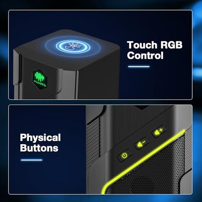 W-206RE RGB Bluetooth PC Speakers, Desktop Gaming Speakers with 21 LED Light Modes, USB Powered Stereo Computer Speakers for Monitor, Laptop and Gaming Setup