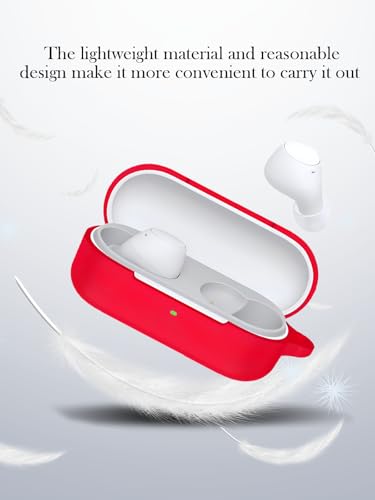 Case for Sony WF C510 Truly Wireless in-Ear Bluetooth Earbud,Soft Protective,Shockproof, BOVUGAC Silicone Case Cover with Keychain & Cleaning Kit & Lanyard-Red - color: Red