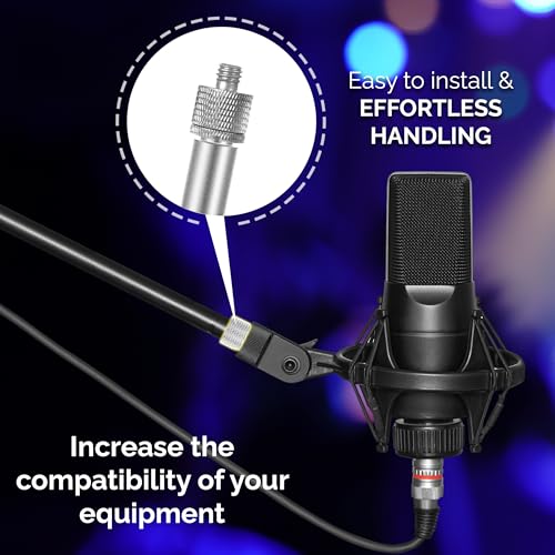 Mic Stand Adapter Set 8 pieces Metal Microphone Stand Screw Thread Adapter 5/8 Female to 3/8 Male 3/8 Female to 5/8 Male 5/8 Female to 1/4 Male 1/4 Female to 5/8 Male Tripod Adapter ADP01A Slvr - color: Silver