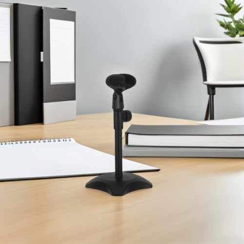 Outanaya Adjustable Microphone Desk Stand for Heavyweight and Handheld Microphones round Base, Portable Mic Holder, Made of Sturdy Abs and Iron, for Professional Studios and Lectures