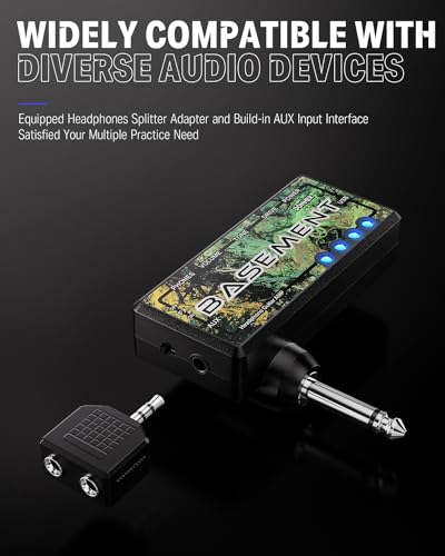 Donner Bass Guitar Headphone Amp Basement USB Rechargeable Mini Portable Bass Headphone Amplifier for Bass Guitar - color: Basement
