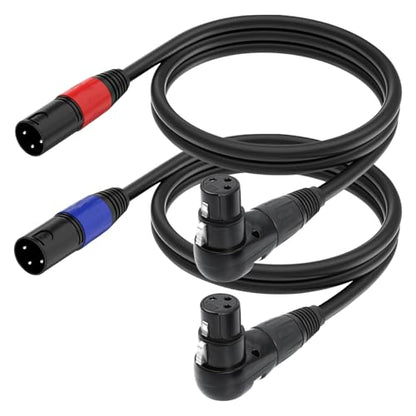 Right Angle XLR Cable 3.3FT, 2Pack, Black, Straight Male to 90 Degree Female Microphone Cable Cord, 3Pin XLR Adapter for Sound Devices Mixer Recorder - size: 3.3FT, style: R/A FM to ST Male