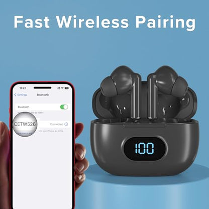 Coby True Wireless Earbuds with LCD Battery Readout Charging Case, Mini Bluetooth in-Ear Headphones with Built-in Mic, Lightweight Design, Noise-Isolating and Secure Fit, 10-Hour Playtime, Black - color: Black