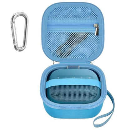 Case Compatible with Bose New SoundLink Micro 2nd Gen Bluetooth Speaker, Portable Carrying Storage Organizer Box with Mesh Pocket for USB Cable&Accessories - Blue (Bag Only)