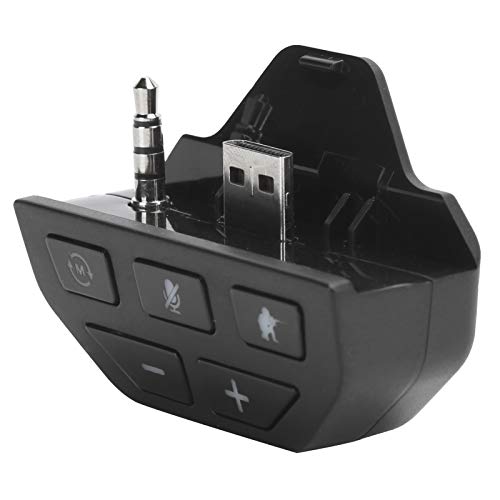 Stereo Headset Adapter, Gamepad Controller Audio Adapter with Volume Control, 3.5 mm Headphone Converter Sound Enhancer, for Xbox One(Black)