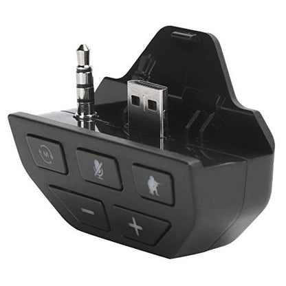 Stereo Headset Adapter, Gamepad Controller Audio Adapter with Volume Control, 3.5 mm Headphone Converter Sound Enhancer, for Xbox One(Black)