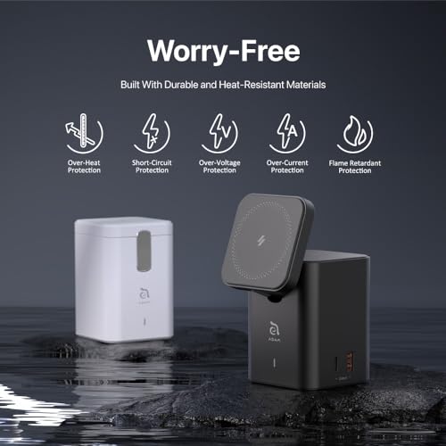 ADAM elements Mag 4 GaN 30W Magnetic 4-in-1 Charging Station, Wireless Desktop Charger for iPhone 17 16 15 14 Series, Apple Watch, AirPods & USB Devices (White)