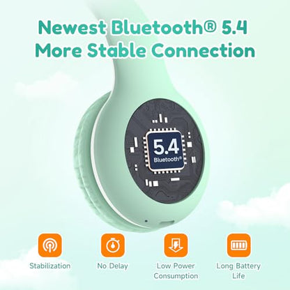 EarFun K2 Kids Bluetooth Headphones for School, Kids Headphones with Mic - color: Green