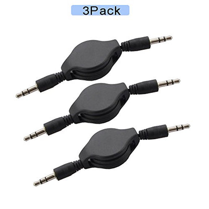 Seadream 3Pack Auxiliary Retractable 3.5mm Male to Male Stereo Audio AUX Extension Cable Cord for iPod iPhone Zune Car Stereo MP3