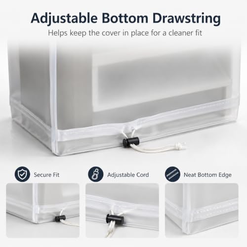 Custom Frosted PVC Dust Cover, Made to Size, Zipper Drawstring - color: Frosted Pvc