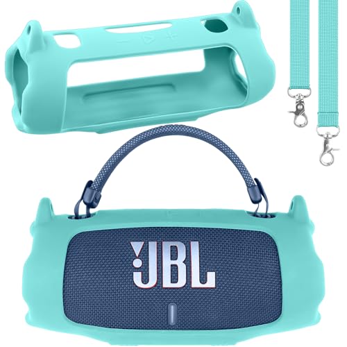 khanka Silicone Case for JBL Charge 6 Waterproof Speaker,Mint Green | EVA Hard Shell, Carabiner Clip Attachment, Impact Resistant Protection, Soft Interior Lining, Impact Protect for JBL Charge 6 - color: Mint Green
