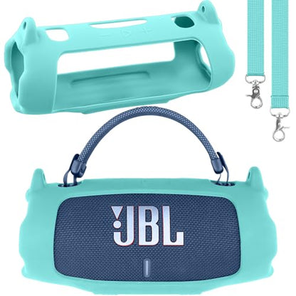 khanka Silicone Case for JBL Charge 6 Waterproof Speaker,Mint Green | EVA Hard Shell, Carabiner Clip Attachment, Impact Resistant Protection, Soft Interior Lining, Impact Protect for JBL Charge 6 - color: Mint Green