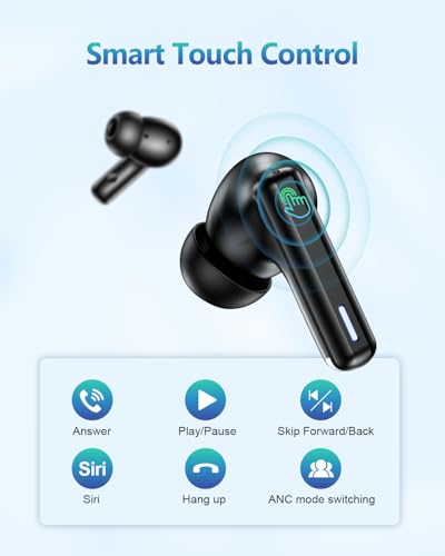 ZIUTY Wireless Earbuds Bluetooth Headphones, Ear Buds with Touch Screen, ANC ENC Noise Cancelling Transparency Mode, 40H Stereo Deep Bass, IPX7 Waterproof, Clear Calls, 5 EQ for iOS Android, Obsidian - color: Obsidian