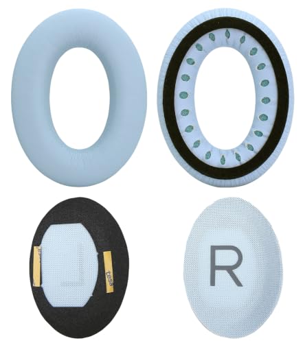Replacement earpads Compatible with Bose QuietComfort 45 Headphones | Sapphire blue/high-density sound-isolating soft ear pads, protein leather material - color: sapphire blue