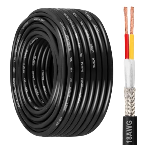 MOOKEERF 18/2 Shielded Wire 100FT,18AWG 2 Conductor Shielded Cable Stranded Pure Copper CNC Wire for CNC Router Machine,CNC VFD Spindle,3D Printer,Stepper Motor,Transformer,etc. - size: 100FT, style: 18AWG(2 Conductor)