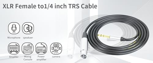 1/4 Inch TRS to XLR Female Balanced Cable, 6.35mm Male to 3-Pin XLR, 10Ft, for Microphone, Mixer, Speaker, Studio - color: grey, size: 10Ft
