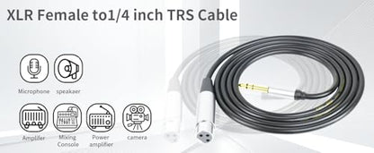 1/4 Inch TRS to XLR Female Balanced Cable, 6.35mm Male to 3-Pin XLR, 10Ft, for Microphone, Mixer, Speaker, Studio - color: grey, size: 10Ft