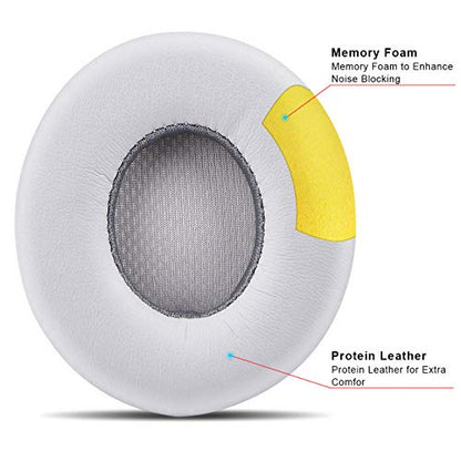 Professional Replacement Ear Pads for Beats Solo 2 & Solo 3 Wireless On-Ear Headphone/Soft Protein Leather/Noise Isolation Memory Foam/Strong Adhesive Tape/Cloud Like Comfort/Extra Durable - color: Grey