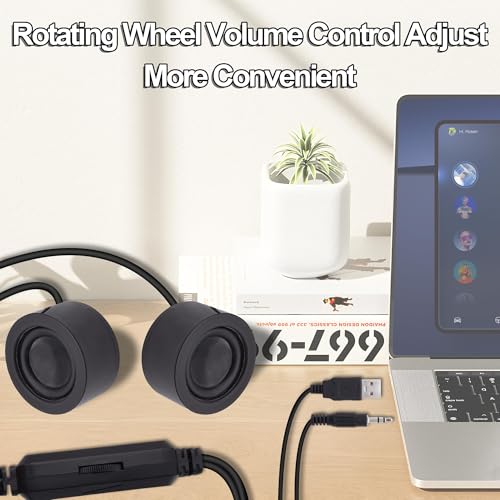 USB Mini Computer Speakers for Desktop Laptop Small PC Speakers | 1.2M,Volume Control Adjustment,with USB-Powered/3.5mm TRS Stereo Jack,for MP3 Phone