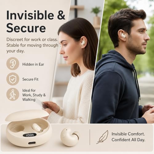 Micool Invisible Sleep Wireless Earphone, Ipx5 Waterproof Earbuds, Lightweight Sleep Headphones Bluetooth 5.3, Painless Sleeping Earphones for Sensitive Sleeper with Long Battery Life (Light Yellow) - color: light yellow
