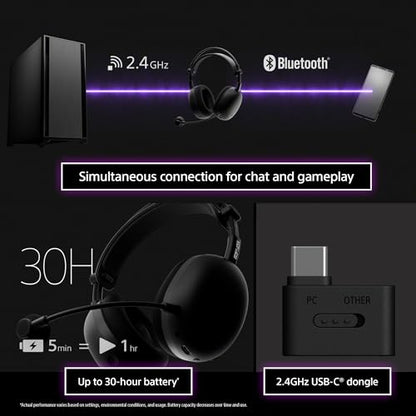 Sony INZONE H9 II Wireless Noise Cancelling Gaming Headset, White | Lightweight, WH-1000XM6 Drivers, Detachable Cardioid Mic, 2.4GHz/BT/3.5mm, Soft Case, PC/PS5/Switch/Mobile, 30 Hr Battery - color: White