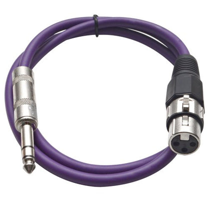 Seismic Audio - SATRXL-F2 - Purple 2' XLR Female to 1/4" TRS Patch Cable - color: Purple, size: 2 Foot