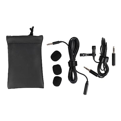 Keenso 360 Degree Clamp/Holder On Lavalier Lapel Mic Windscreen 3.5mm Interface Long Cable for Clear Sound Pickup Wired Microphone Black