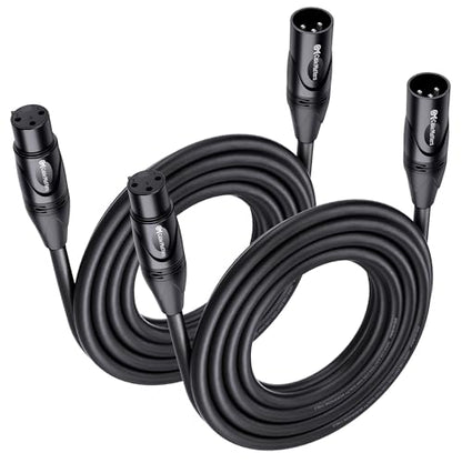 Cable Matters 2-Pack Premium XLR to XLR Cable, Microphone Cable, M-F, 15ft | Mic Cable, Male to Female, 21 AWG Oxygen-Free Copper (OFC), Black - size: 15 Feet