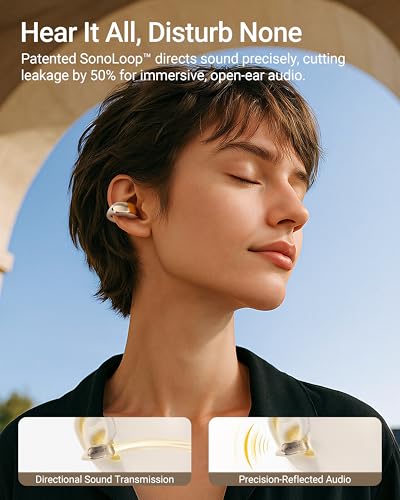 ACEFAST AceClip Pro Open-Ear Earbuds, Wireless Clip-On Earbuds with 3× Larger Drivers, Outdoor Boost Mode, AI Noise Cancelling Calls, 28H Playtime, IP55 Waterproof, App & Click Control, Lightweight - color: Cream