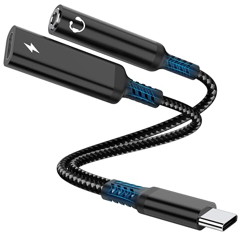 Marsno USB C to 3.5mm Headphone and Charger Adapter, 2-in-1 USB Type C to Aux Audio Jack Splitter, PD 60W Fast Charging Dongle for iPhone 17/16/15, Galaxy S25/S24/S23, iPad Pro, Pixel (Black) - color: Black, size: 1 Pack