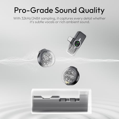 ULANZI A21 Drawer Wireless Microphone for iPhone 14/13/12/11(2TX + Lightning RX), Mini Lapel Mic with 32khz 24bit, AI Noise Reduction, Ultralight Button TX, 36H Battery for Video Recording, Streaming - size: Lightning