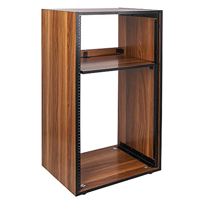 Sound Town DIY 20U Studio Rack with Furniture Grade Walnut Laminate, Rubber Feet, Casters (SDRK-20WN) - size: 20U w/ Casters