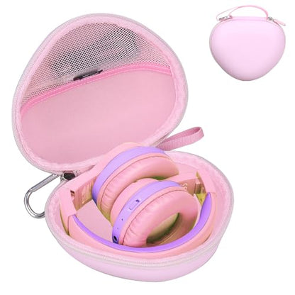 Aproca Kids Headphones Case Compatible with iClever BTH12 / HS19 / BTH26 Kids Bluetooth Headphones, Storage Hard Bag -Cloud Pink (Case Only) - color: Cloud Pink