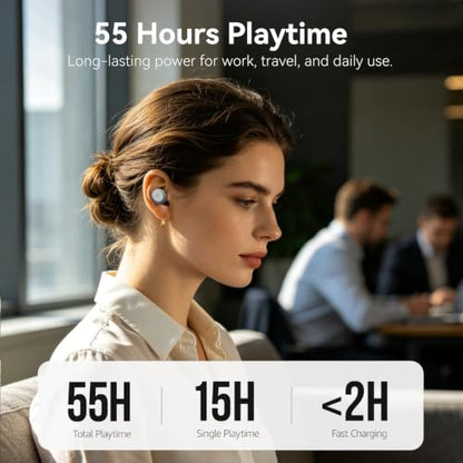 TOZO T10 Wireless Earbuds Powerful Bass Stereo Wireless Charging, APP, IPX8 | Waterproof, 55H Playtime, Ergonomic Design In Ear buds, App Customize EQ, Bluetooth 5.3 Headphones for Work, Travel, White - color: Matte White